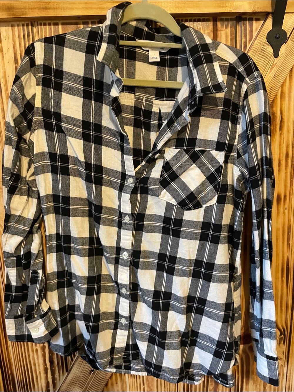 Old Navy Black and White Plaid Shirt
